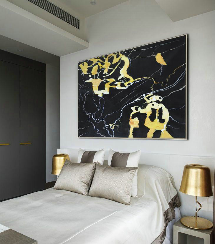 Extra Large Abstract Painting On Canvas,Hand Painted Oversized Horizontal Abstract Marble Art On Canvas,Large Canvas Art,Modern Art Abstract Painting,Earthy Yellow ,Black,White.etc